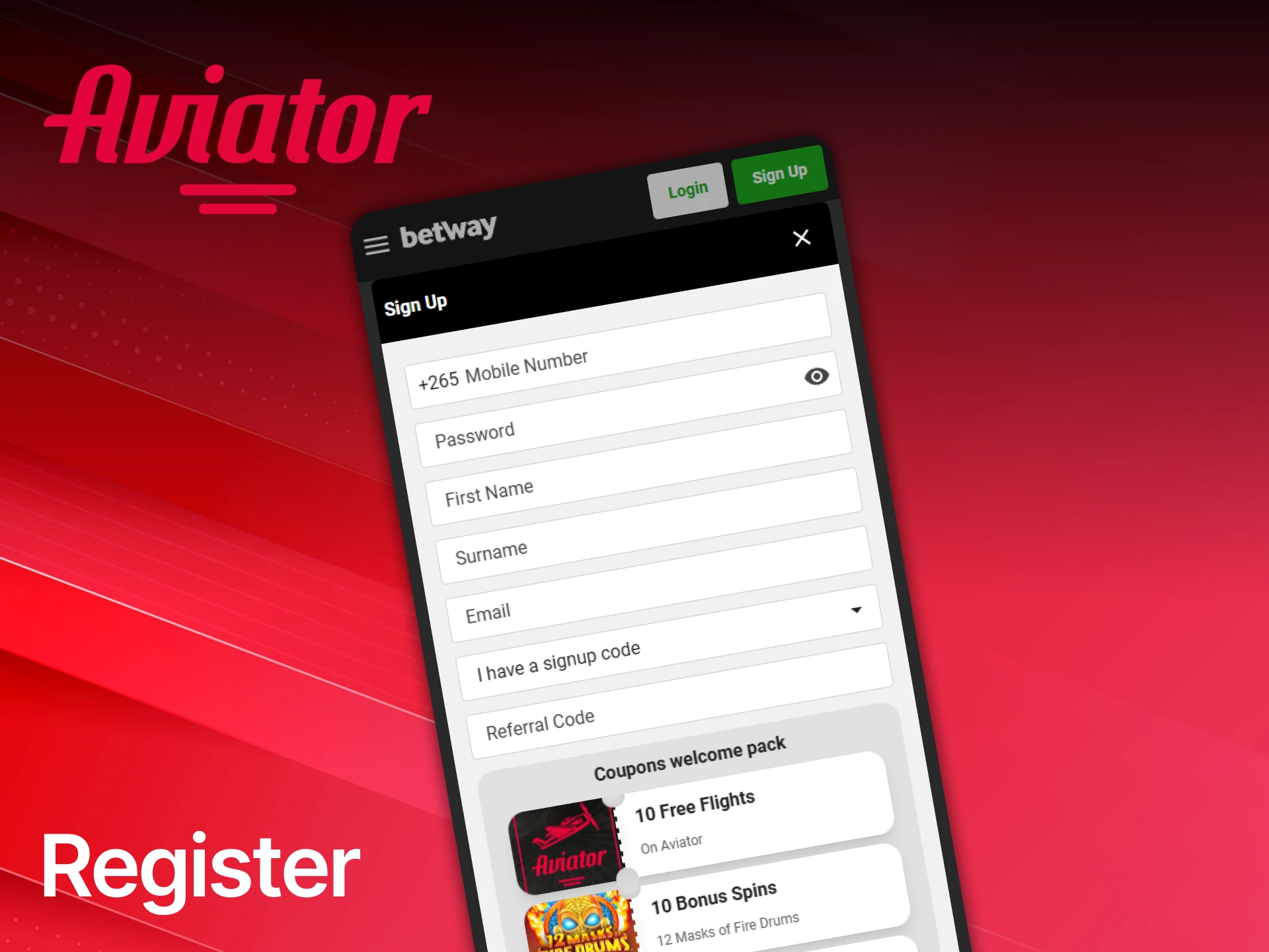 Learn how to register for Betway and create your new account to play Aviator in Malawi.