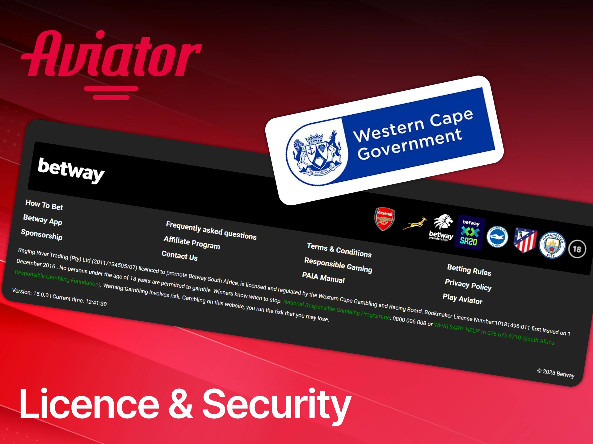 Check the Aviator at Betway licence and security to bet with confidence.