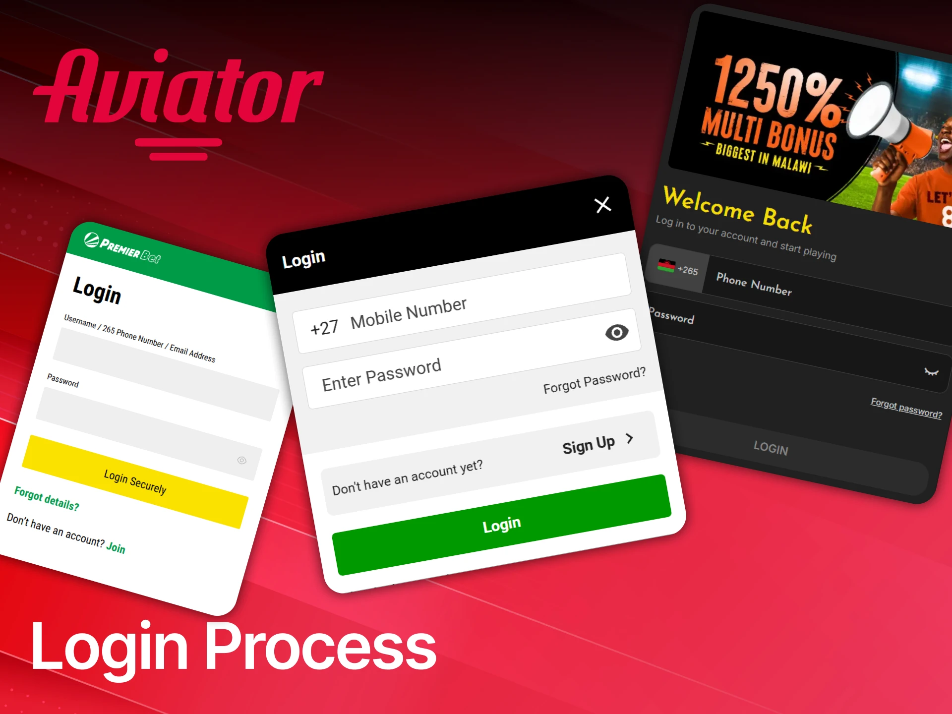 Use the login process to access your account and play Aviator in Malawi.